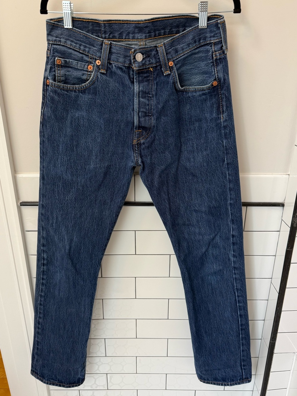 Levi's 501 Straight Fit Dark Blue Denim Jeans